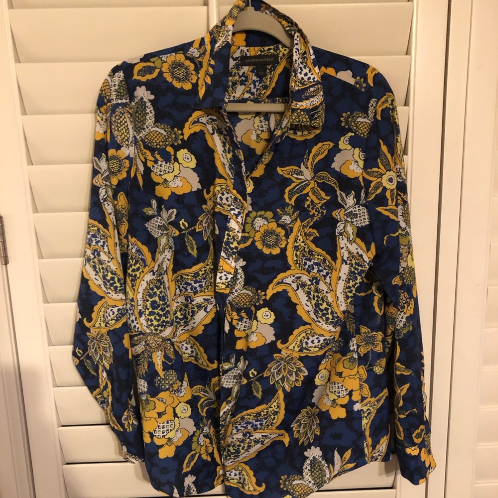 Blue and Yellow Banana Republic Blouse